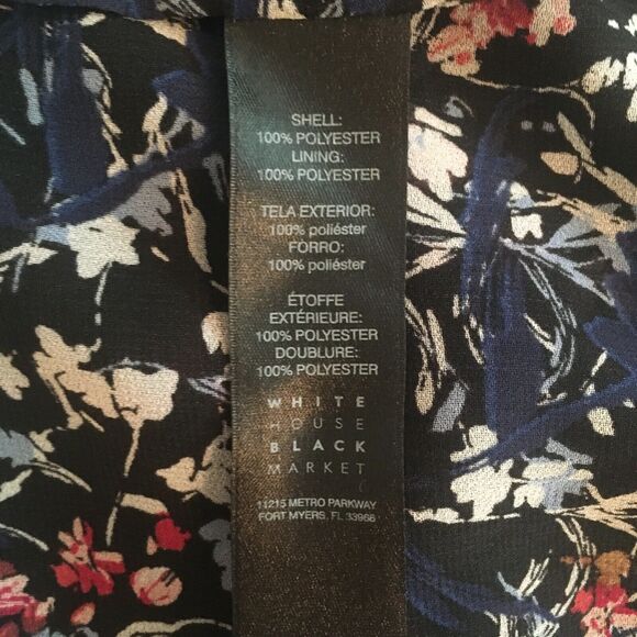 White House Black Market floral top sheer ruffles - Picture 5 of 6